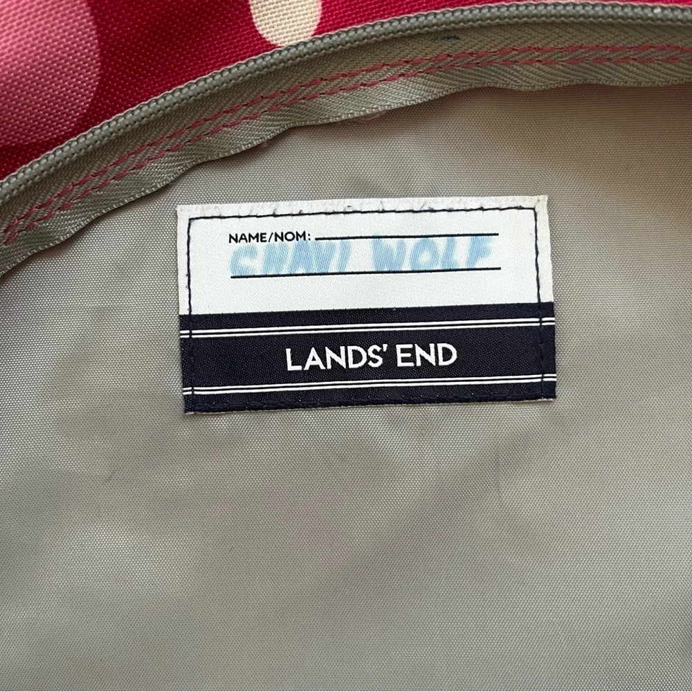 Lands’ End Classmate Girls Pink Polka Dot Initial “CW” Backpack